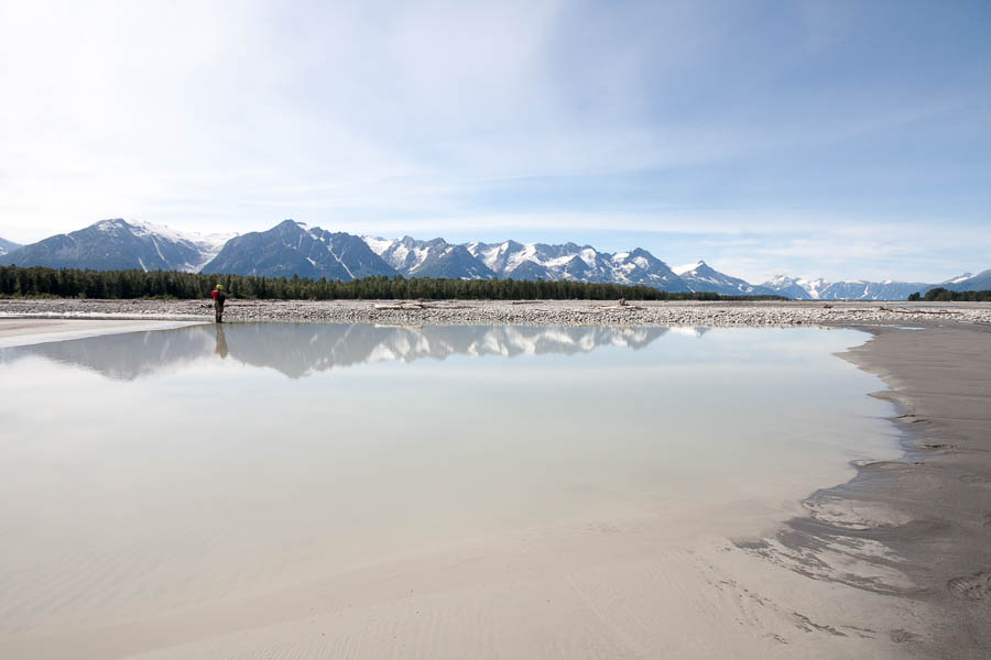 Our journey on the Tatshenshini continued on through ever more spectacular scenery. Over the course of a single day's journey to the Confluence, where the Tatshenshini joins the Alsek River, the volume of water in the river increases more than sixfold.