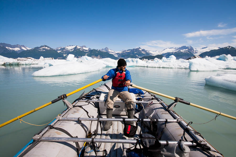 The last major attraction on our way down the river was Alsek Lake. Alsek Lake is fed by a few glaciers as well as the Alsek river, and is filled with icebergs. These eventually break up into smaller chunks, which then float down the river into Dry Bay and the Pacific ocean. Dodging van-sized icebergs in the middle of rapids is a lot of fun, let me tell you.