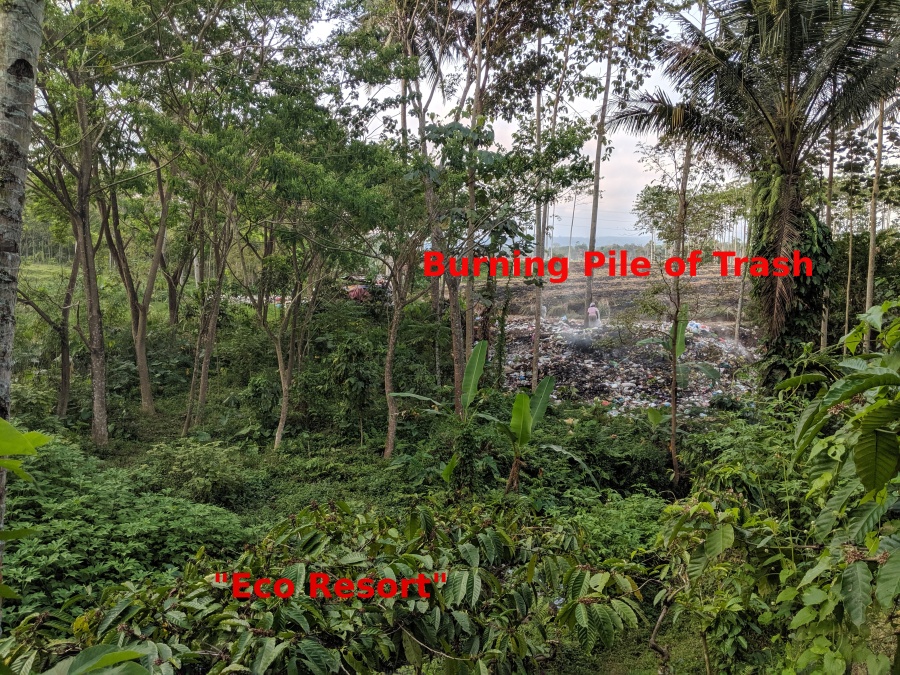 Burning trash near Indonesian eco resort