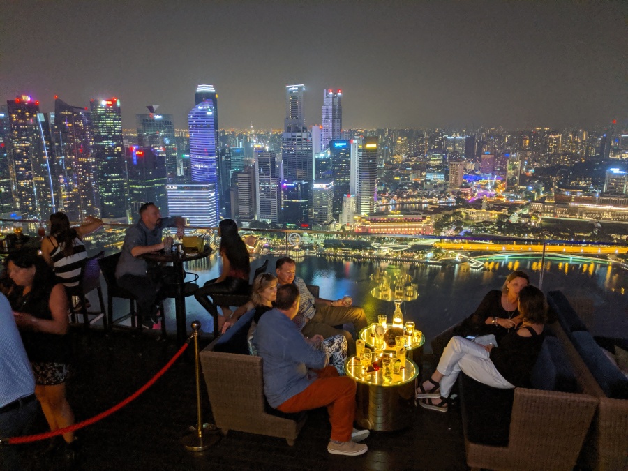 Singapore skyline from the top of the Marina Bay Sands Hotel