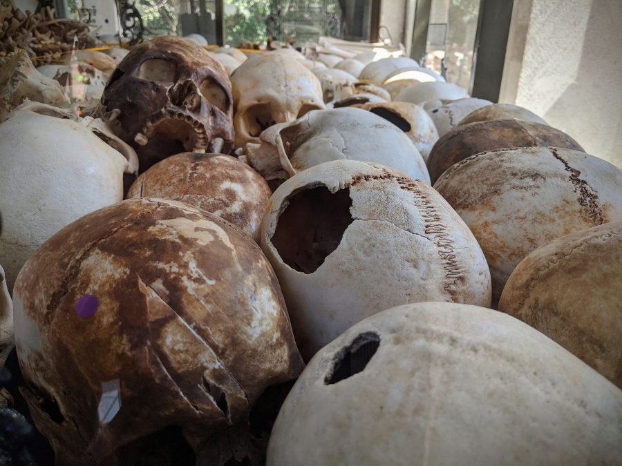 Skulls of victims of the Cambodian Genocide