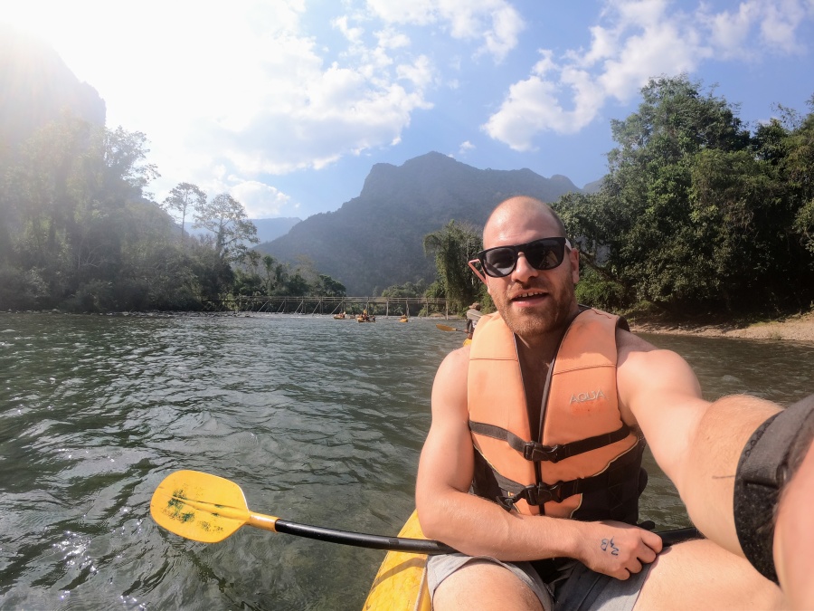 Kayaking on the Nam Song River north of Vang Vieng