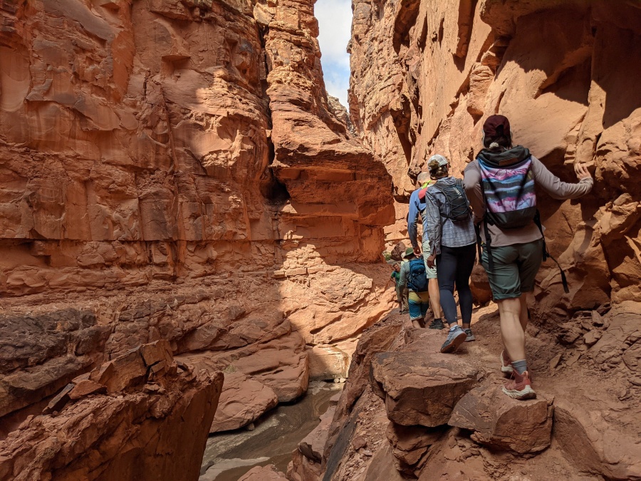 Scrambling up a side canyon