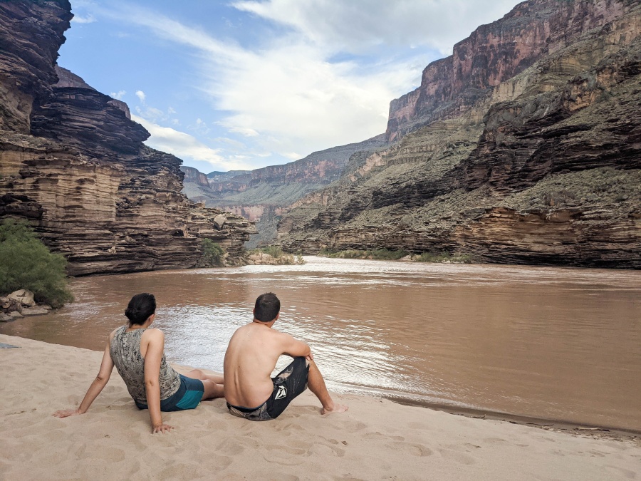 A couple watching the river