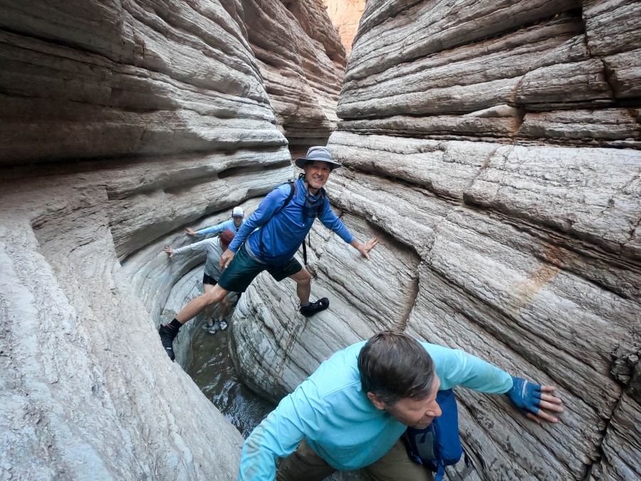 Scrambling up a slot canyon