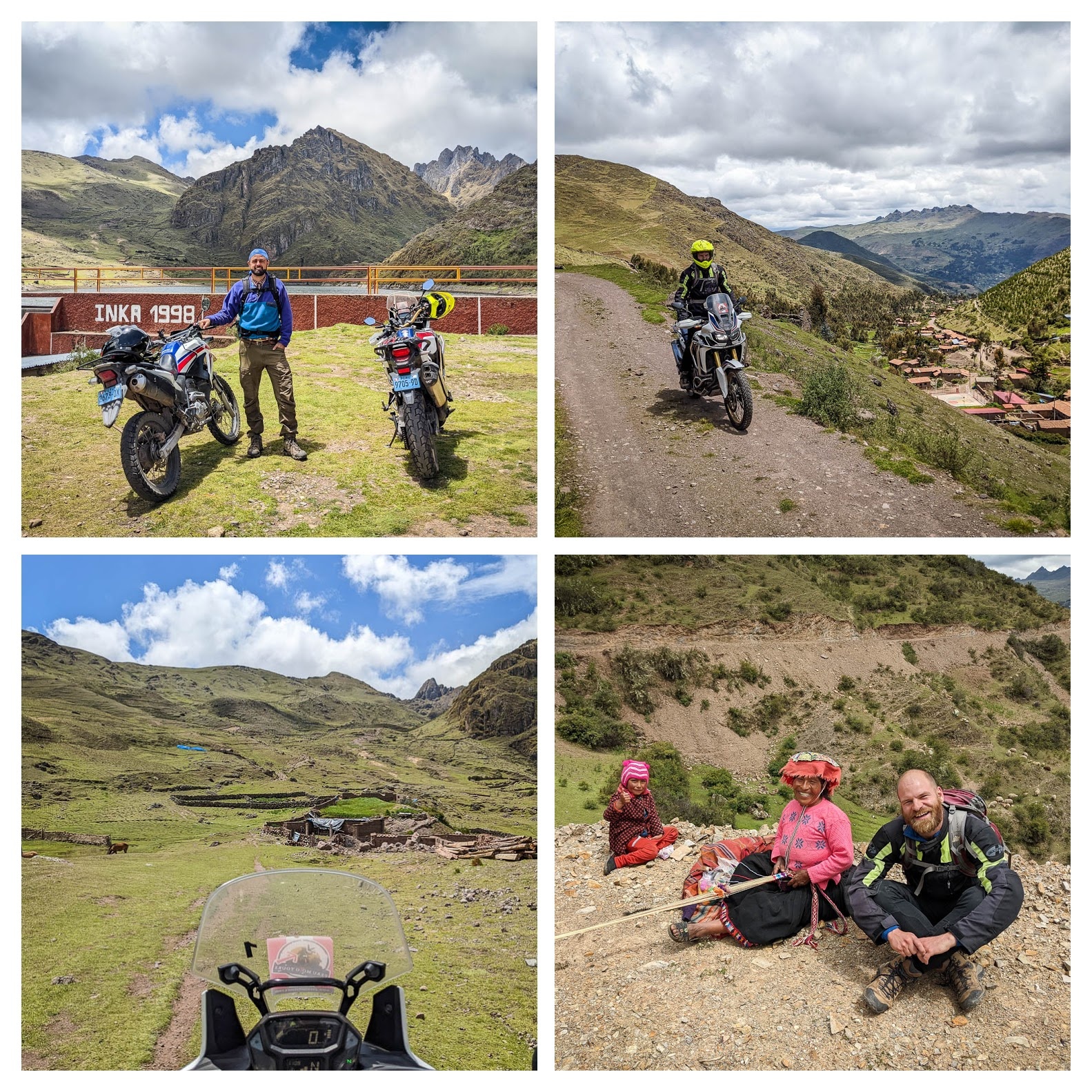 Collage from riding the Honda Africa Twin around the mountains near Pisac