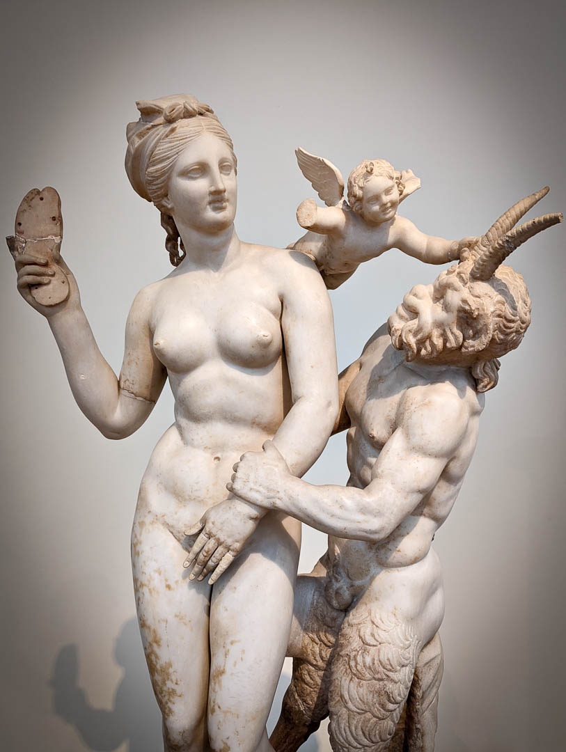 Statue of Aphrodite, Pan and Eros at the National Archaeological Museum of Athens